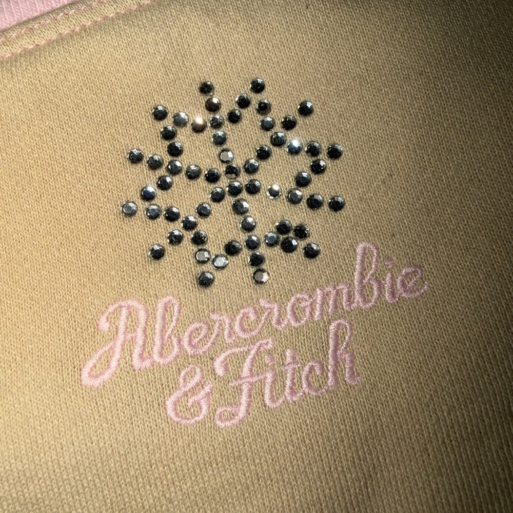 Rare Abercrombie Fitch Tan Sweatpants w/Embellish snowflake & board bum on butt - Picture 2 of 9